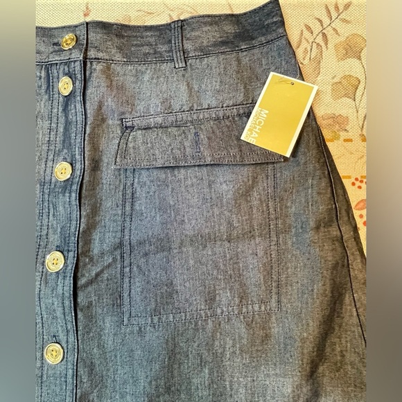 MK Michael Kors | Button Front Skirt | Denim Look | Women’s 8 - Picture 2 of 5